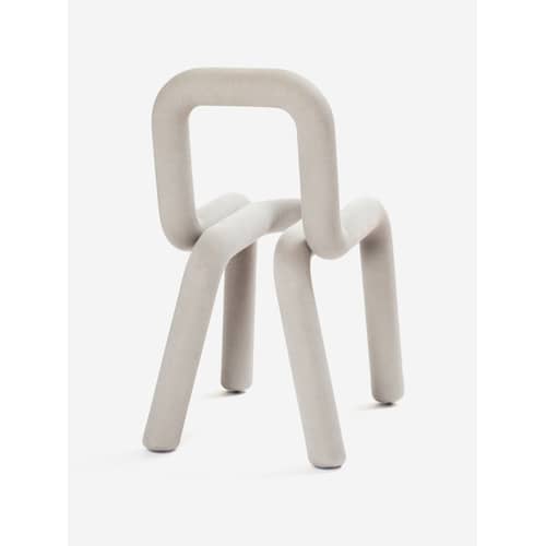 Sedia imbottita Bold Sparkling tessuto grigio / Tessuto con paillettes - Moustache - Grigio chiaro con paillettes - Acciaio, Schiuma di poliuretano, Tessuto