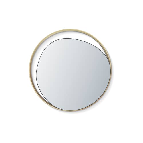 Specchio murale Ellipse oro metallo / Ø 50 cm - RED Edition - Specchio argento / ottone - Legno, Ottone, Vetro