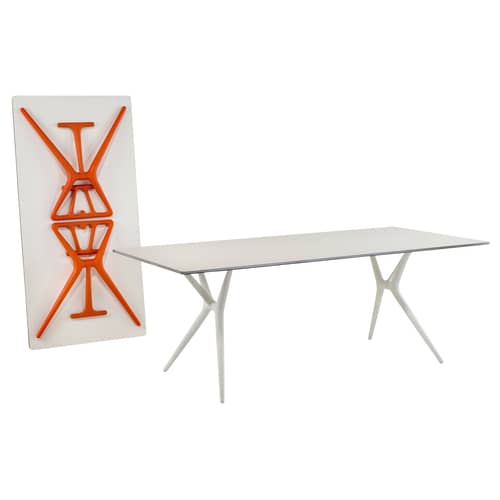 Table pliante Spoon  / Bureau - 160 x 80 cm / Aluminium finition laminé - Kartell - Plateau blanc / pieds blancs - Aluminium finition laminé, Technopolymère