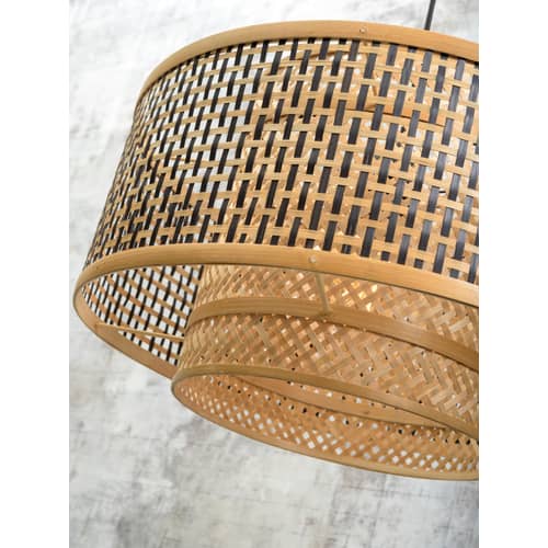 Suspension Bhutan Large / Bambou - Ø 50 x H 30 cm - GOOD&MOJO - Ø 50 cm / Naturel & noir - Bambou