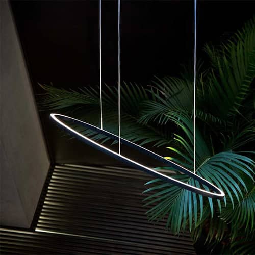 Suspension Ellisse Major LED / 135 x 70 cm - Lumière vers le haut 2700K - Nemo - Doré - Aluminium extrudé, Méthacrylate