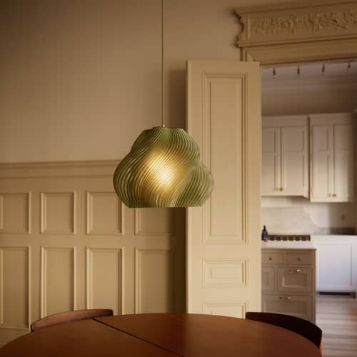 Suspension Soft Serve 03 vert / Ø 37 x H 30 cm - CRÈME ATELIER - Olive - PLA recyclé