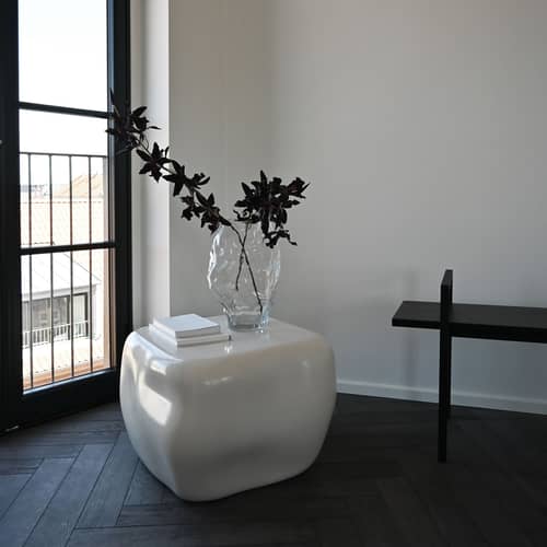 Table basse Ishi Medio / 50 x 50 x H 39 cm - 101 COPENHAGEN - Blanc cassé - Céramique émaillée