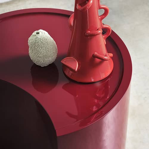 Set de 2 tables basses Low Bol / Ø 60 x H 28 + Ø 60 x H 38 cm - Zanotta - Caramel (H 28 cm) + Rouge Amarante (H 38 cm) - Polyuréthane laqué