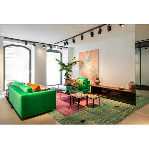 Table d\'appoint Not a Harem - Cross tissu multicolore / 45 x 45 x H 40 cm - Coton imprimé - Moroso - Cross / Tons bordeaux - Acier, Aggloméré, Coton