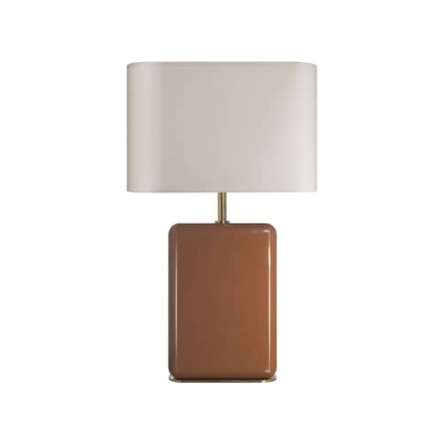 Bourbon Table lamp textile wood orange / H 49 cm - RED Edition - Sienna - Brass, Lacquered wood, Linen