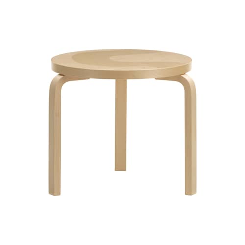 Tavolino 90D legno naturale / Ø 48 x H 44 cm - Artek + Marimekko, 90° anniversario in edizione limitata - ARTEK - Seireeni / Motivo della betulla - Betulla massiccia, Impiallacciatura di betulla