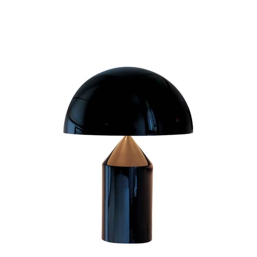 Tischleuchte Atollo Medium metall schwarz Métal / H 50 cm / Vico Magistretti, 1977 - O luce - Schwarz - klarlackbeschichtetes Aluminium