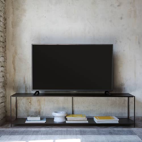 TV Möbel Slim Irony metall schwarz / Konsole - L 180 x H 45 cm - Zeus - Kupfrig-schwarz - Stahl