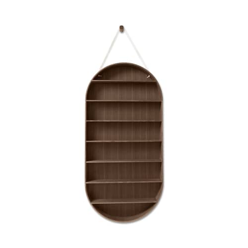 Étagère Oval Dorm bois marron / Vitrine - L 54 x P 7 x H 110 cm - Ferm Living - Chêne fumé - MDF plaqué chêne