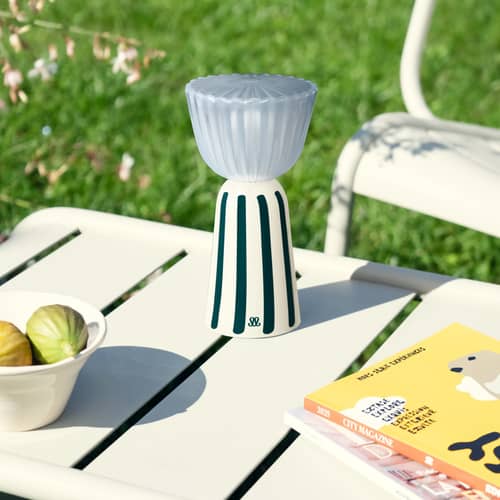Swiing Wireless rechargeable outdoor lamp metal blue X Maison Sarah Lavoine - Limited Edition - Fermob - Striped blue & white (By Maison Sarah Lavoine) - Aluminium, Polycarbonate, Recycled ABS