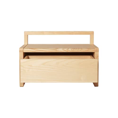 Banc enfant Little Architect / Rangement avec tiroir coulissant - L 60 cm - Ferm Living - Frêne naturel - Frêne massif, Placage de frêne