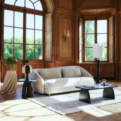 Sofa Blake textil beige / 3-Sitzer – L 222,5 cm - NV GALLERY - Beige Tiramisu (lockig) - FSC-zertifiziertes Holz, High Density-Schaum, Schlingenpol