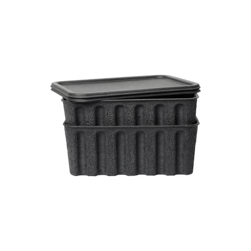 Set de 2 boîtes Paper Pulp Large/ Empilables - 30 x 40 x H 15 cm - Ferm Living - Anthracite - Pâte de papier recyclé