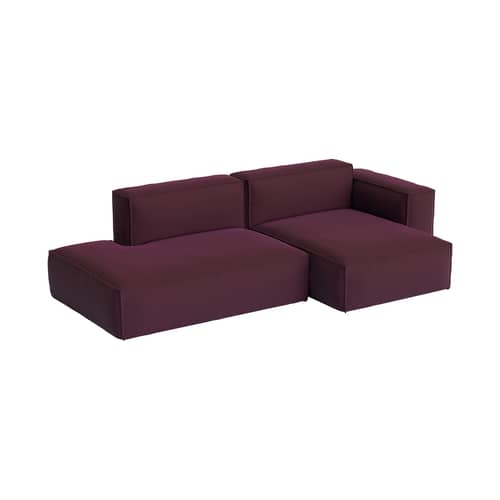Canapé d\'angle Mags Soft Low Armrest n°3 bordeaux / 2,5 places - L 256.5 cm / Accoudoir droite - Hay - Accoudoir droite / Bordeaux (tissu Story 14) - Contreplaqué, Mousse polyuréthane HR, Tissu