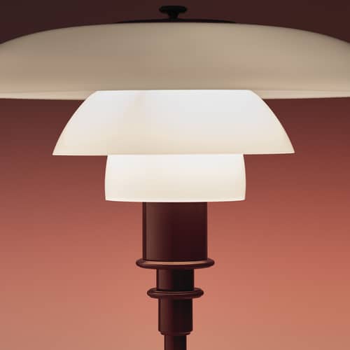 Lampe de table PH 2/1 bordeaux / Réédition 1927 - Louis Poulsen - Bordeaux brillant / Blanc - Aluminium laqué, Verre soufflé bouche