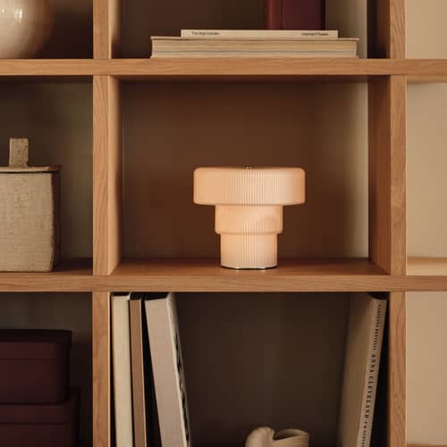 Lampe sans fil rechargeable Ripple Large LED / Ø 19 x H 16,5 cm - Ferm Living - Blanc - Verre soufflé bouche