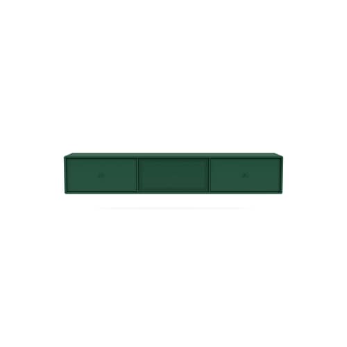Mobile TV sospeso Octave V legno verde / L 138 x P 30 x H 24 cm - MONTANA - Pino 136 - Acciaio perforato, MDF laccato