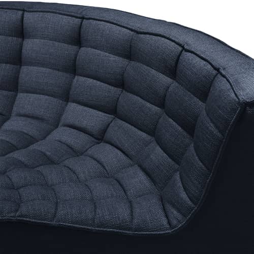 Divano d\'angolo N701 tessuto grigio / Modulo ad angolo arrotondato a 90° - L 120 cm / Cotone riciclato - Ethnicraft - Grafite Eco (Cotone riciclato) - Cotone riciclato, Legno, Schiuma PU ad alta densità