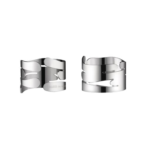 Bark Ring Napkin ring silver metal / Set of 2 - Steel - Alessi - Steel - Stainless steel