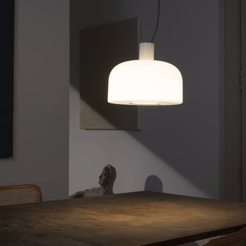Bellhop Glass S2 Pendant glass white / Ø 45 x H 25.2 cm - Flos - White - Aluminium, Triplex opaline glass