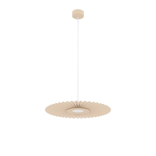 Pendelleuchte Carmen Small textil beige / Ø 50 cm - Plissee - Hartô - Sand goldfarben - Auf PET kaschiertes Textil, bemaltes Metall