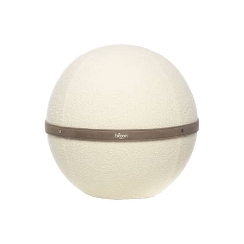 Pouf Bouclette Regular blanc / Ergonomique - Ø 55 cm / Laine bouclette - BLOON PARIS - Coton - Laine bouclée, PVC