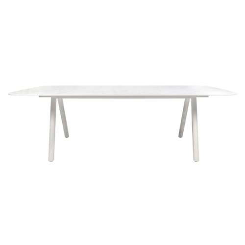 Kodo Rectangular table ceramic white / 280 x 106 cm - Terrazzo-effect ceramic - Vincent Sheppard - 280 x 106 cm / White terrazzo effect - Ceramic, Thermolacquered aluminium