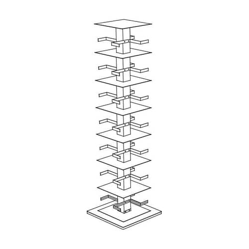Ptolomeo Rotating bookshelf metal black 4 sides - Vertical storage - Opinion Ciatti - Polished steel - Black - H 197 cm - Lacquered steel