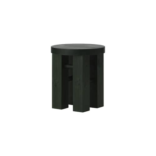 Sgabello Fyr legno verde / Ø 40 x H 45 cm - Normann Copenhagen - Verde scuro - Pino massello tinto