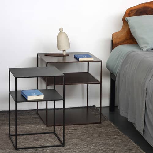 Slim Irony Triplet End table metal black / 31 x 31 x H 46 cm - Zeus - 31 x 31 x H 46 cm / Copper black - Steel