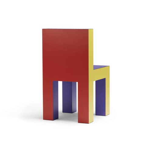 Stuhl Tagadà Chair holz bunt - STAMULI - Violett / Gelb / Rot - Furnier, HPL-Laminat