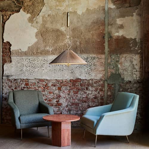 Suspension 1972 / Bambou Ø 62 cm - Avec contrepoids / Réédition 50\' - Gubi - Bambou & laiton - Bambou, Laiton, Lin