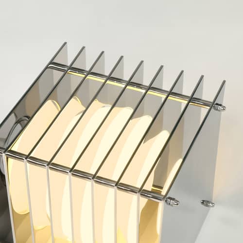 Lop Small Square Table lamp metal / Polished steel - BANG - Polished steel - Glass, Polished stainless steel
