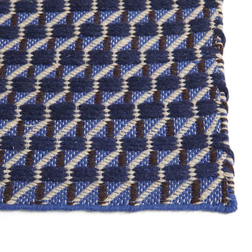 Tappeto Channel tessuto blu / 140 x 200 cm - Tessuto a mano - Hay - Blu - Cotone, Lana