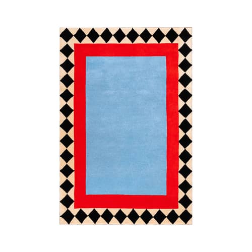 Tappeto Swimming Pool tessuto blu / 210 x 140 cm - Lana a ciuffi - COLORTHERAPIS - 210 x 140 cm / Blu, Rosso e Nero - Lana di Nuova Zelanda