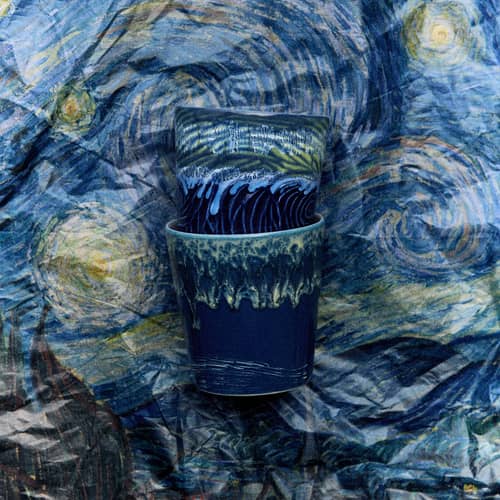 Tazzina da caffè 70s ceramics Van Gogh ceramica blu / Set di 2 - 23 cl - HK LIVING - Notte stellata - Gres smaltato