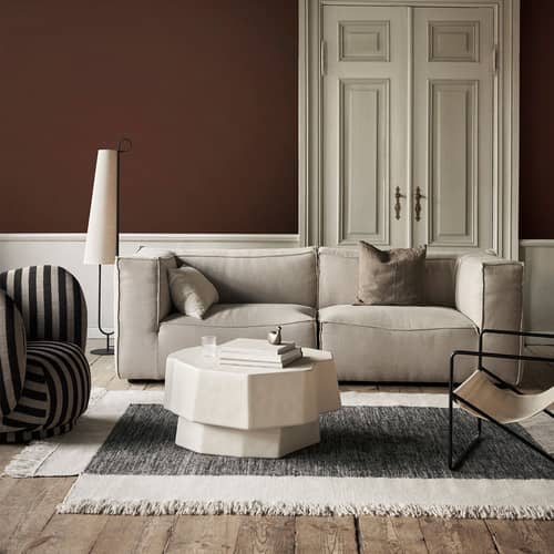Teppich Counter textil schwarz / 200 x 300 cm - Ø 100 – Handgewebte Wolle - Ferm Living - 200 x 300 cm / Kohlefarben & Weiß - Wolle
