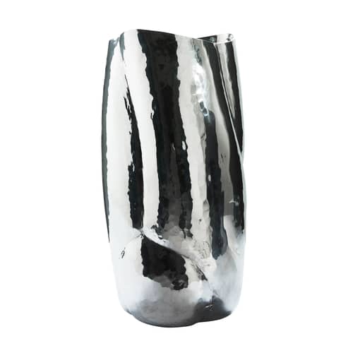 Vase Cloud TALL argent métal / Ø 21,5 x H 43,5 cm - Fait main - Tom Dixon - Aluminium poli - Aluminium poli