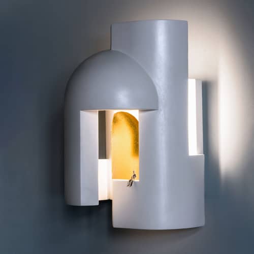 Soul Story 1 Wall light stone white gold / LED - Plaster & gold leaf - DCW éditions - Gold leaf / White - Plaster