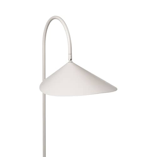 Lampadaire Arum métal pierre blanc beige / Orientable - Ferm Living - Beige Cachemire / Travertin beige - Acier laqué époxy, Pierre travertin