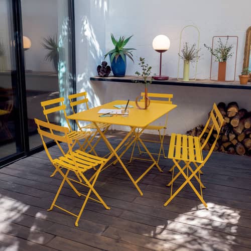 Bistro Banquette extérieure metal yellow / Folding - 2 seater / L 88 cm - Fermob - Honey - Steel