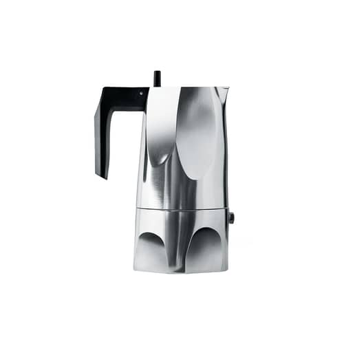 Cafetière italienne Ossidiana noir métal / 3 tasses - Alessi - 3 tasses / Acier & poignée noire - Fonte d\'aluminium, Résine thermoplastique