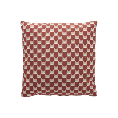 Coussin d\'extérieur Liberty tissu rouge / 45 x 45 cm - Kartell - Rouille (Liberty Obi Check) -  Ouate, Tissu outdoor