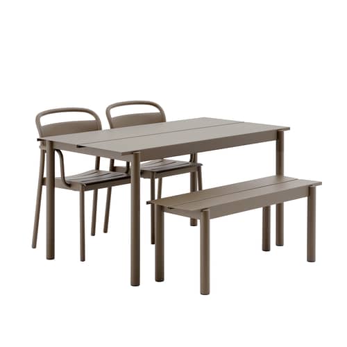 Fauteuil empilable Linear métal beige - Muuto - Taupe - Acier galvanisé thermolaqué