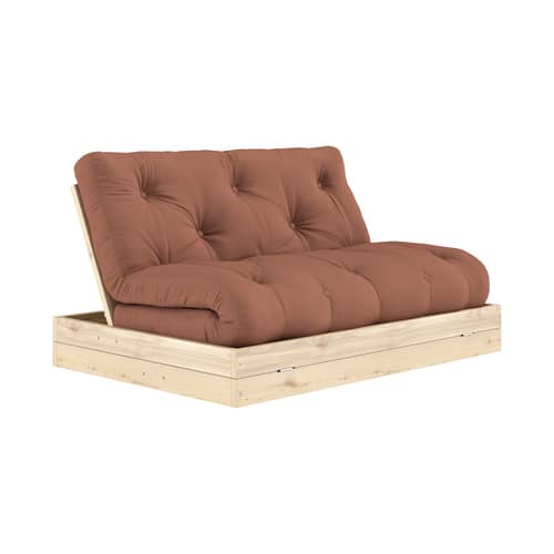 Divano convertibile Flip legno marrone / L 145 cm - 3 posizioni - KARUP DESIGN - Marrone Argilla 759 / Pino - Espanso, Fibre riciclate miste, Pino massello certificato FSC, Tessuto