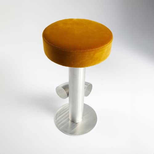 Gepolsterter Barhocker Bar metall gelb / H 75 cm - Sitzfläche aus Samt - Axel Chay - Ocker / Aluminium - Aluminium, Schaumstoff, Velours