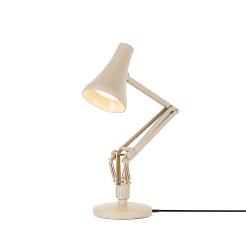 Lampada da tavolo 90 Mini Mini LED metallo bianco beige / LED - Collegamento alla rete elettrica o USB - Anglepoise - Biscotto Beige - Acciaio, Alluminio, Ghisa