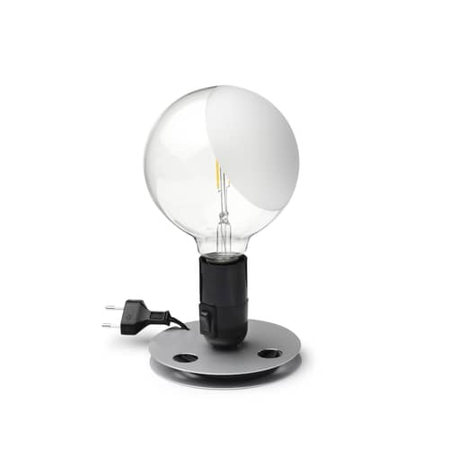 Lampada da tavolo Lampadina metallo nero / Achille Castiglioni, 1972 - Flos - Nero / Base in Alluminio - Alluminio, Bachelite, Vetro