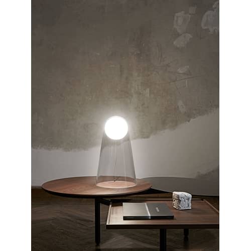Lampada da tavolo Satellight LED vetro bianco trasparente LED / Vetro soffiato a bocca - Foscarini - Trasparente / Sfera bianca - Vetro soffiato a bocca